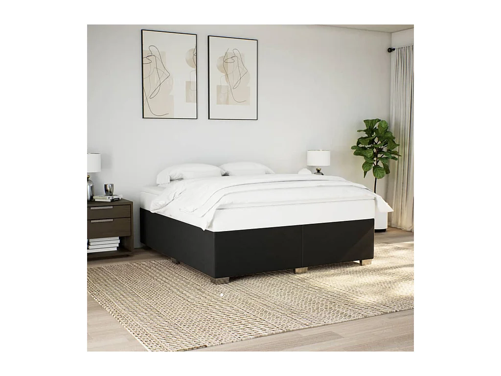 Cadre de lit sans matelas noir 200x200 cm tissu