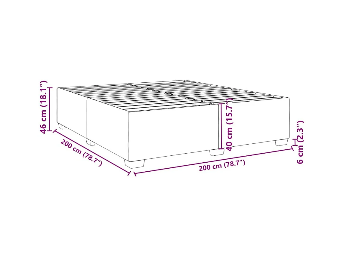 Cadre de lit sans matelas noir 200x200 cm tissu