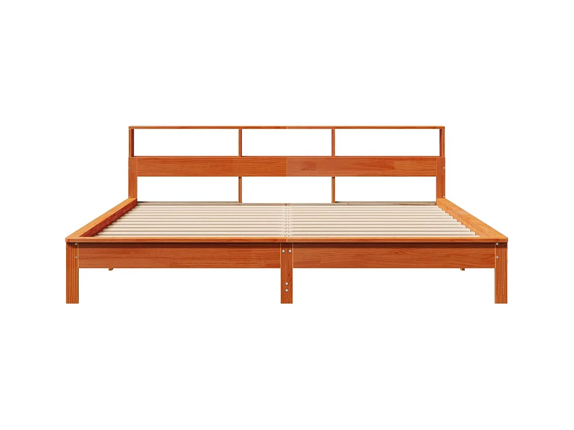 Cadre de lit sans matelas cire marron 200x200cm bois pin massif