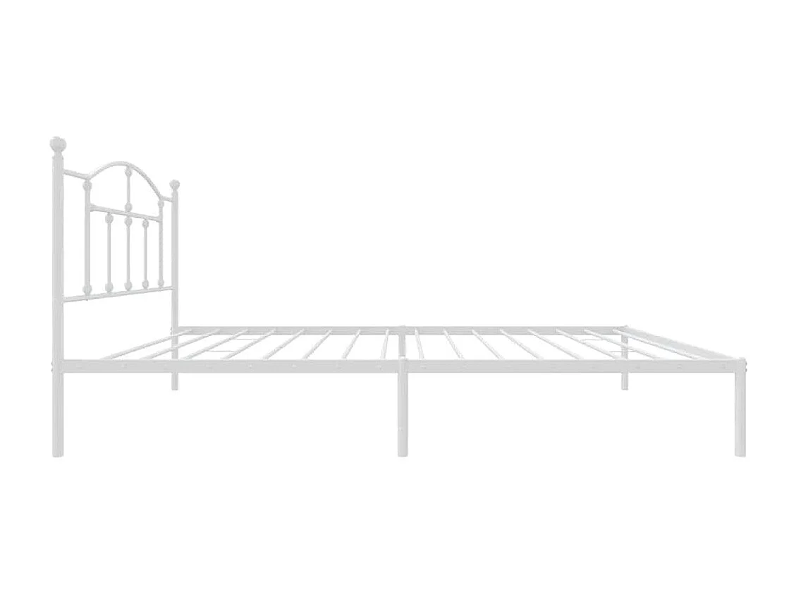 Cadre de lit métal sans matelas et tête de lit blanc 107x203 cm
