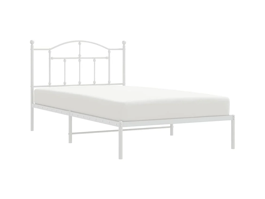 Cadre de lit métal sans matelas et tête de lit blanc 107x203 cm