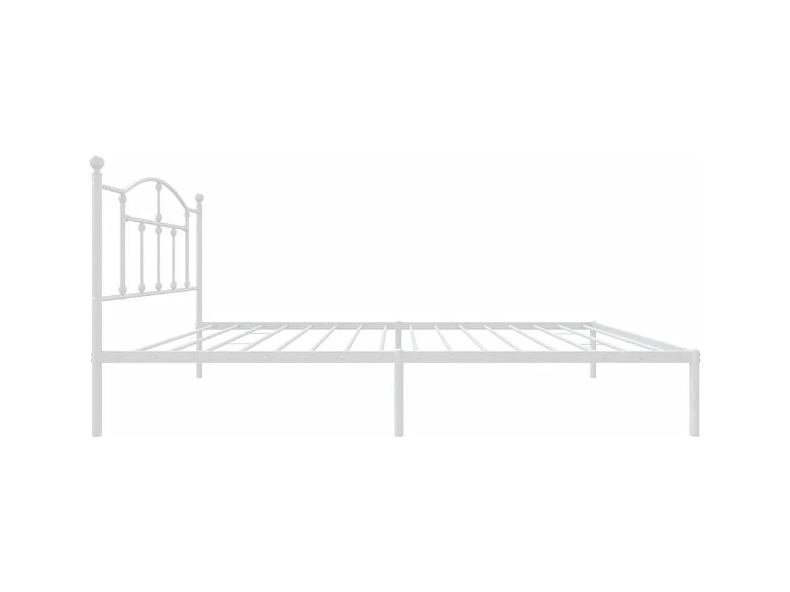 Cadre de lit métal sans matelas et tête de lit blanc 107x203 cm