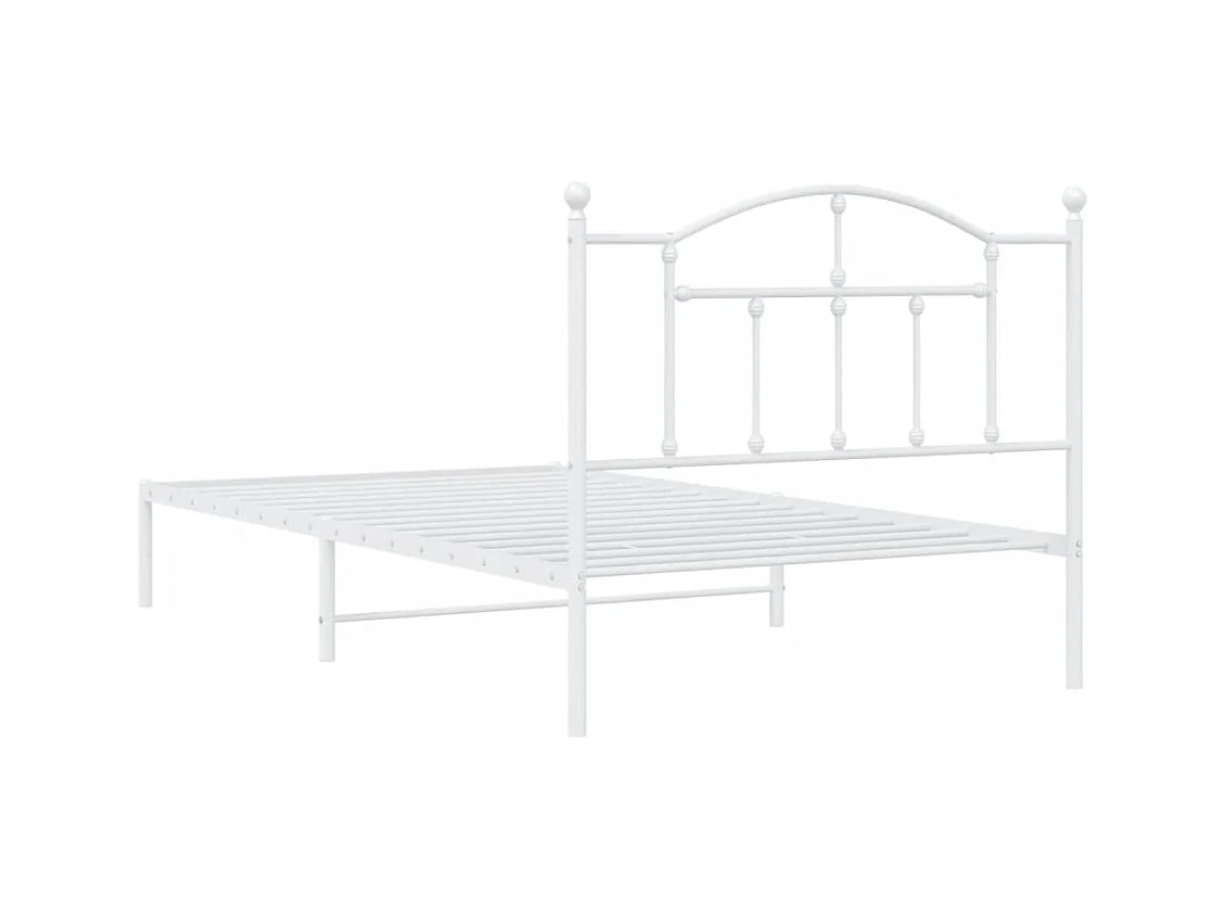 Cadre de lit métal sans matelas et tête de lit blanc 107x203 cm