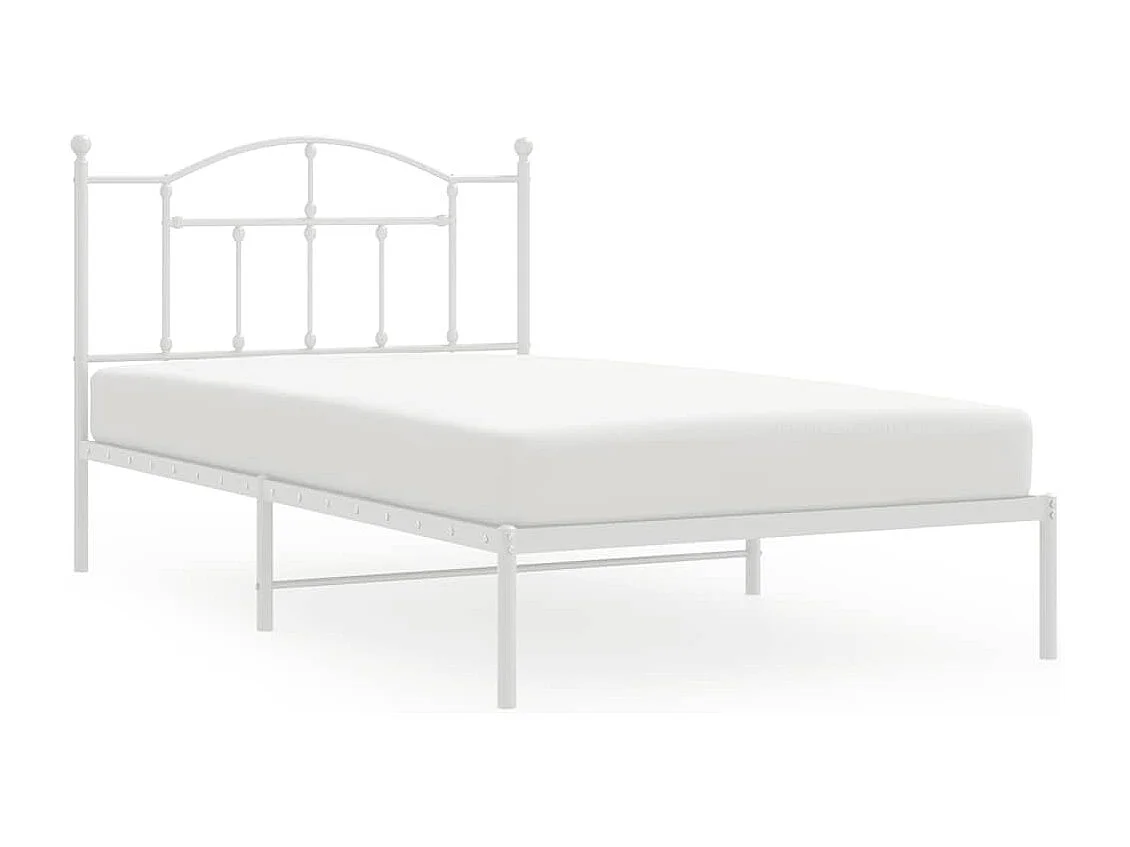 Cadre de lit métal sans matelas et tête de lit blanc 107x203 cm
