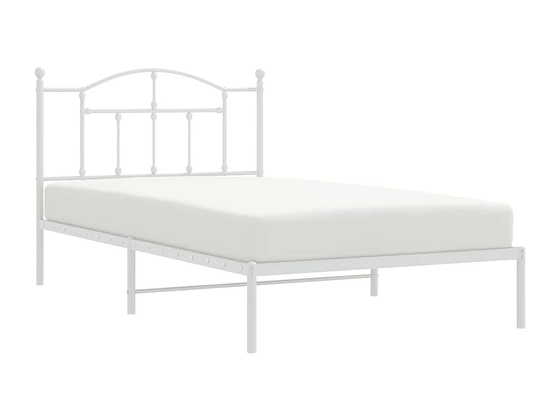Cadre de lit métal sans matelas et tête de lit blanc 107x203 cm