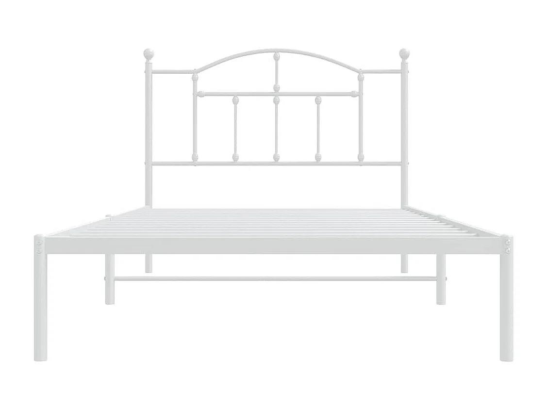 Cadre de lit métal sans matelas et tête de lit blanc 107x203 cm