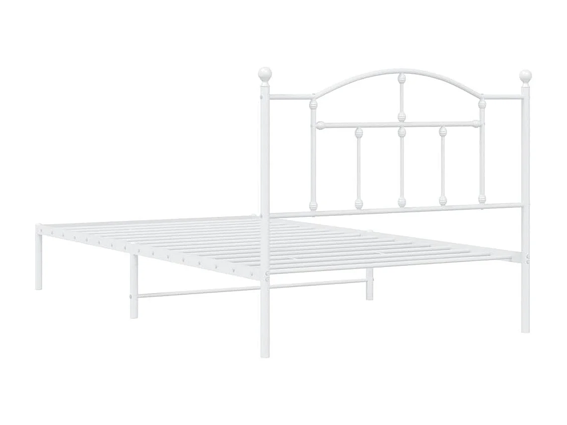 Cadre de lit métal sans matelas et tête de lit blanc 107x203 cm