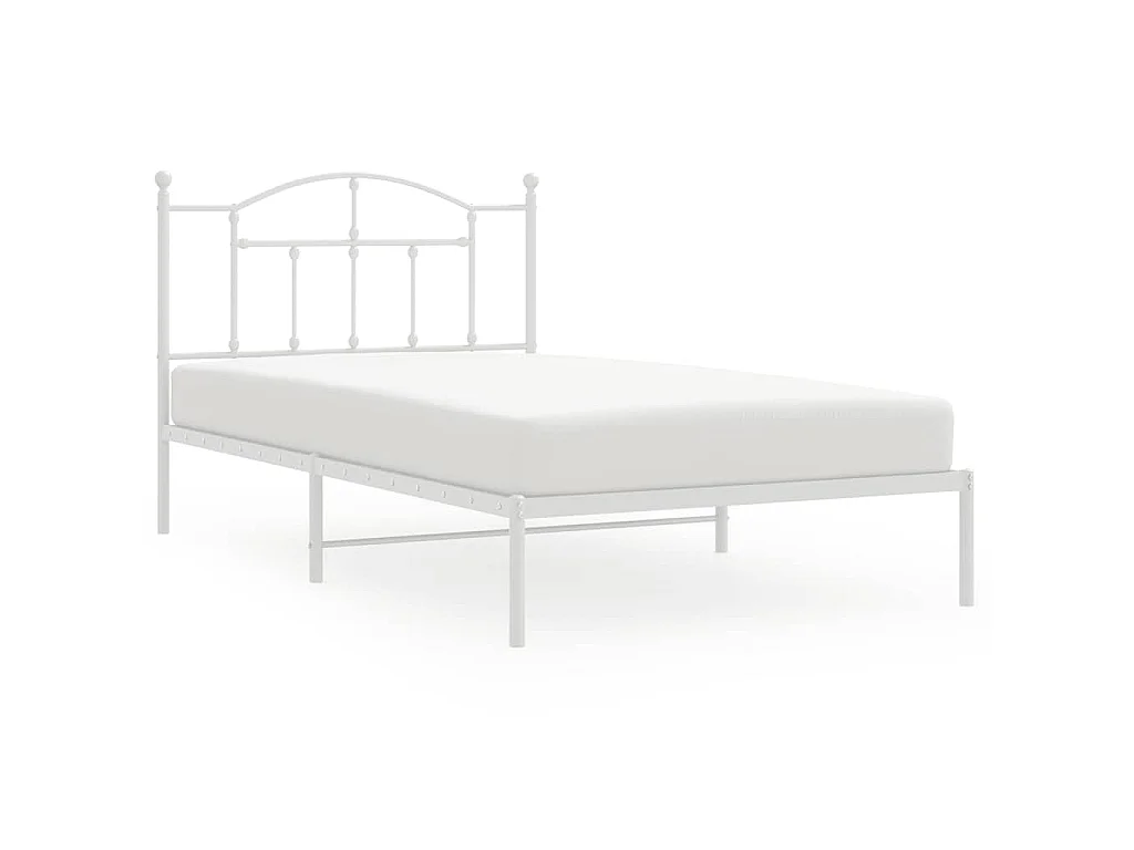 Bedframe met hoofdbord metaal wit 107x203 cm