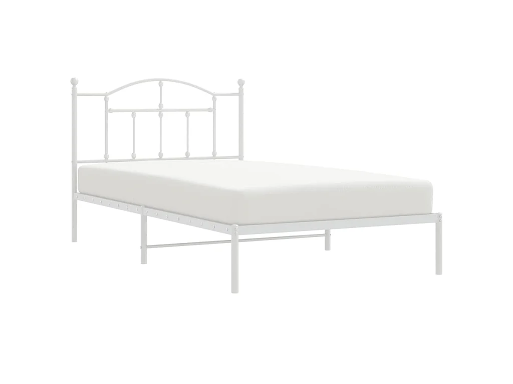 Bedframe met hoofdbord metaal wit 107x203 cm