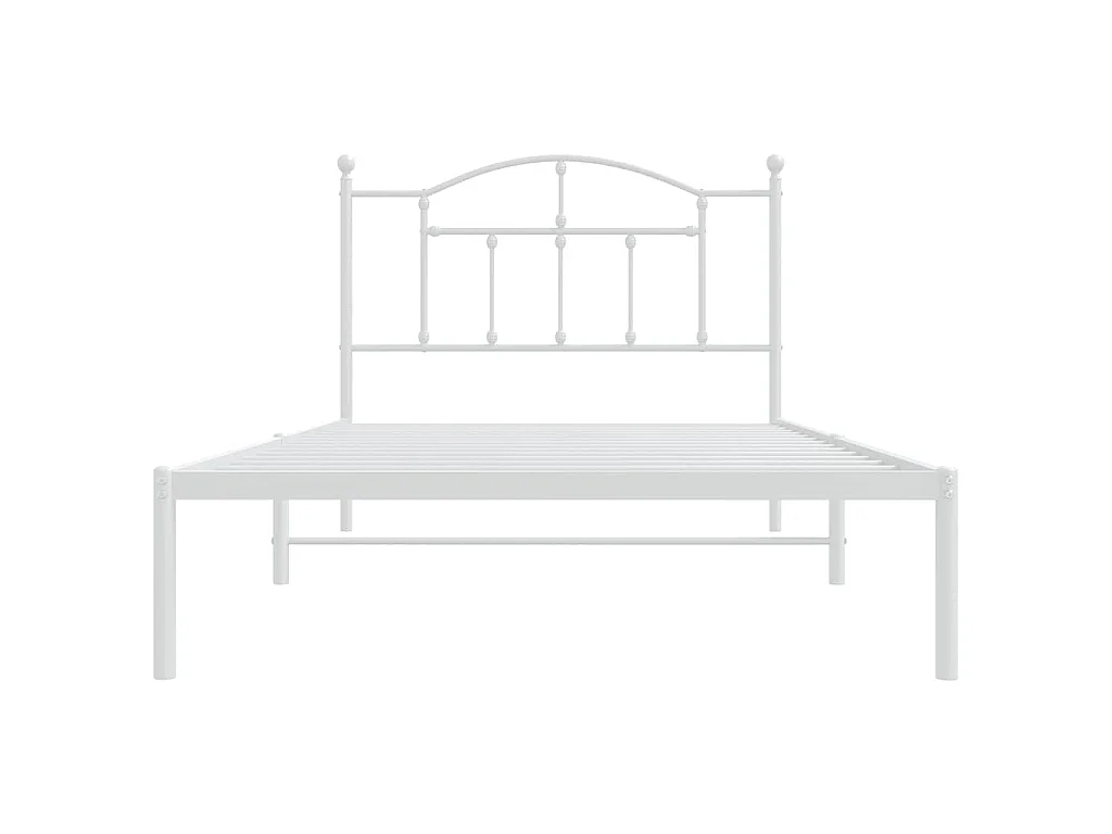 Bedframe met hoofdbord metaal wit 107x203 cm