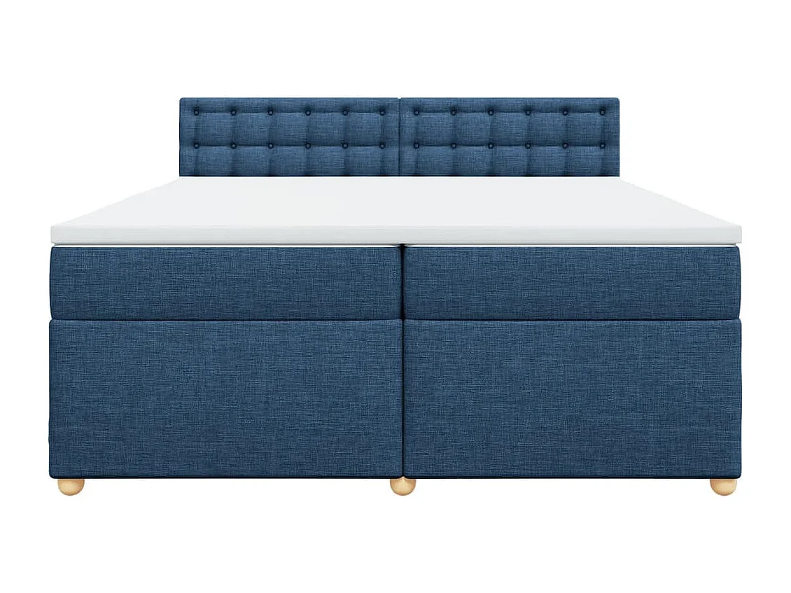 Cama box spring con colchón tela azul 200x200 cm