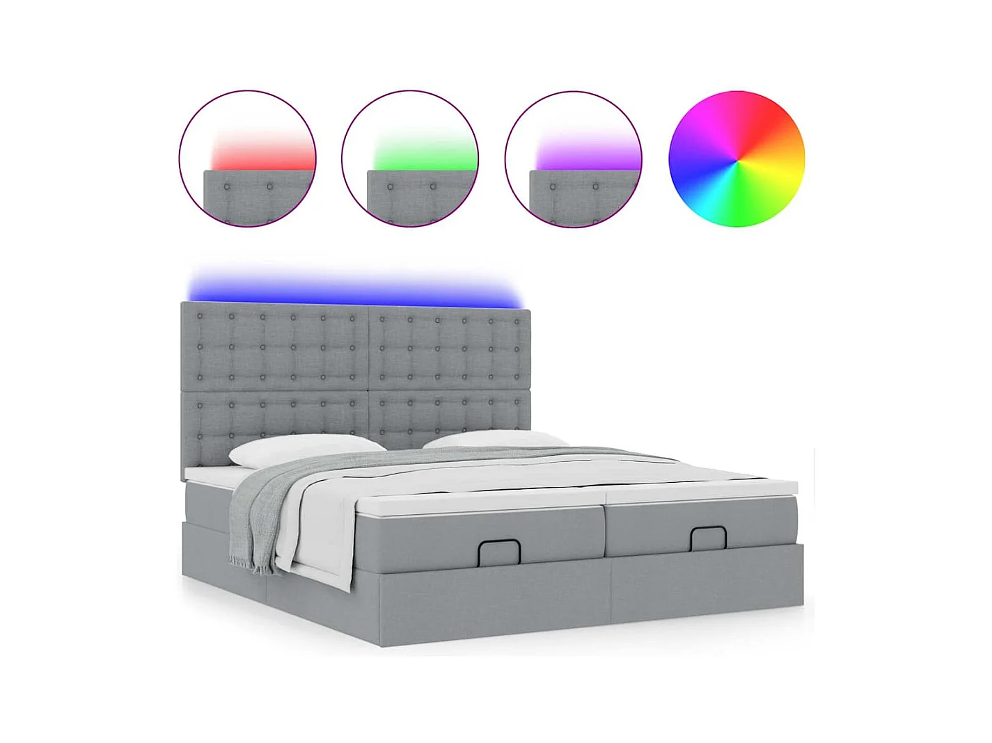 Struttura Letto Pouf con Materassi 200x200 cm in Tessuto