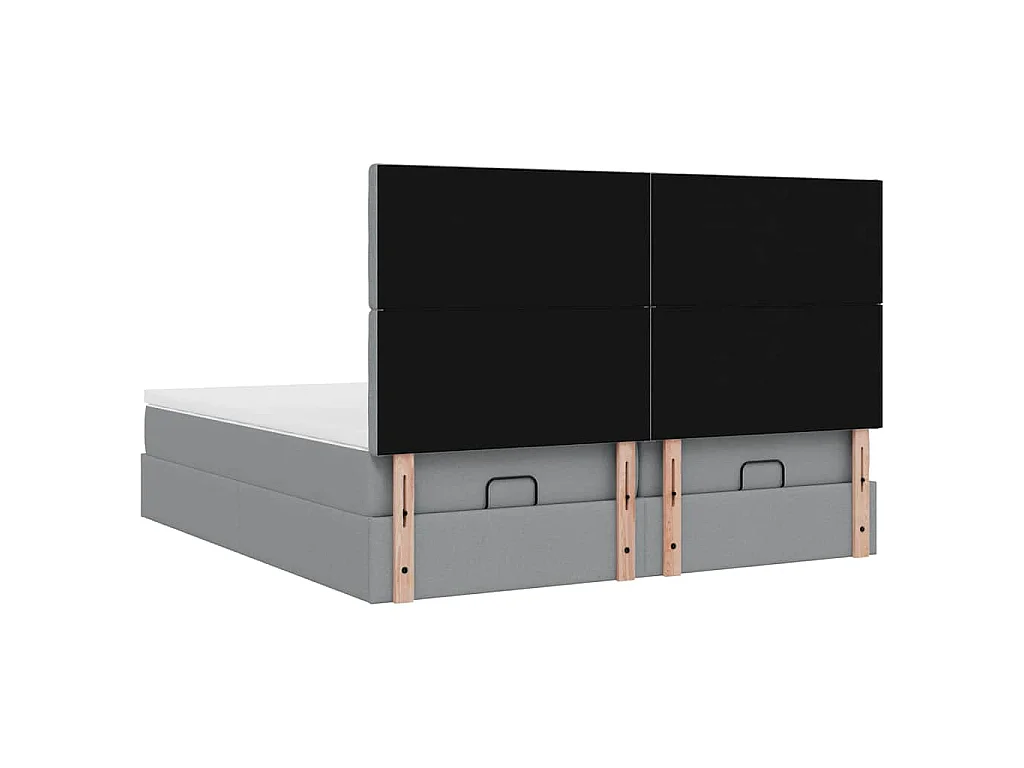 Cadre de lit ottoman et matelas gris clair 200x200cm tissu