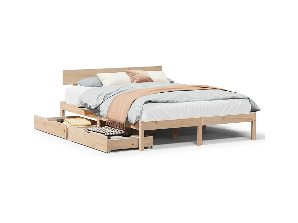 Cadre de lit sans matelas 150x200 cm bois de pin massif