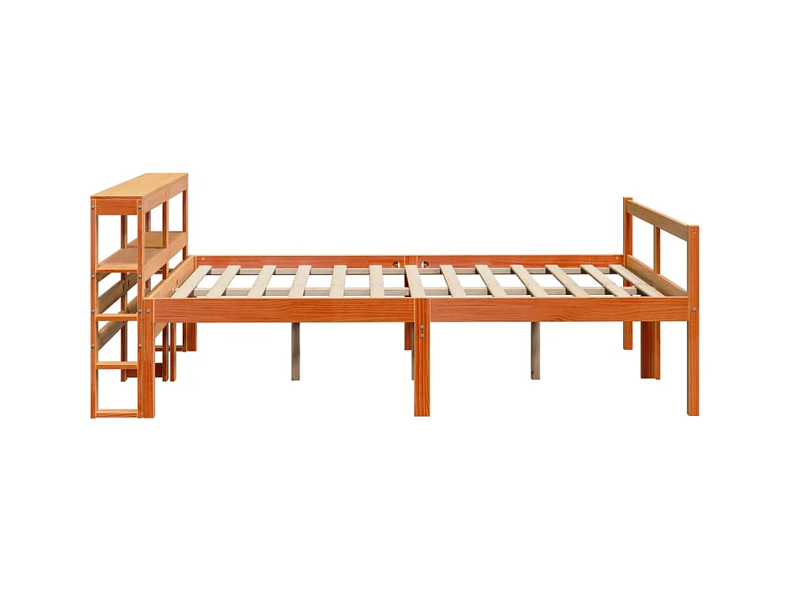 Bedframe met hoofdbord massief grenenhout wasbruin 150x200 cm