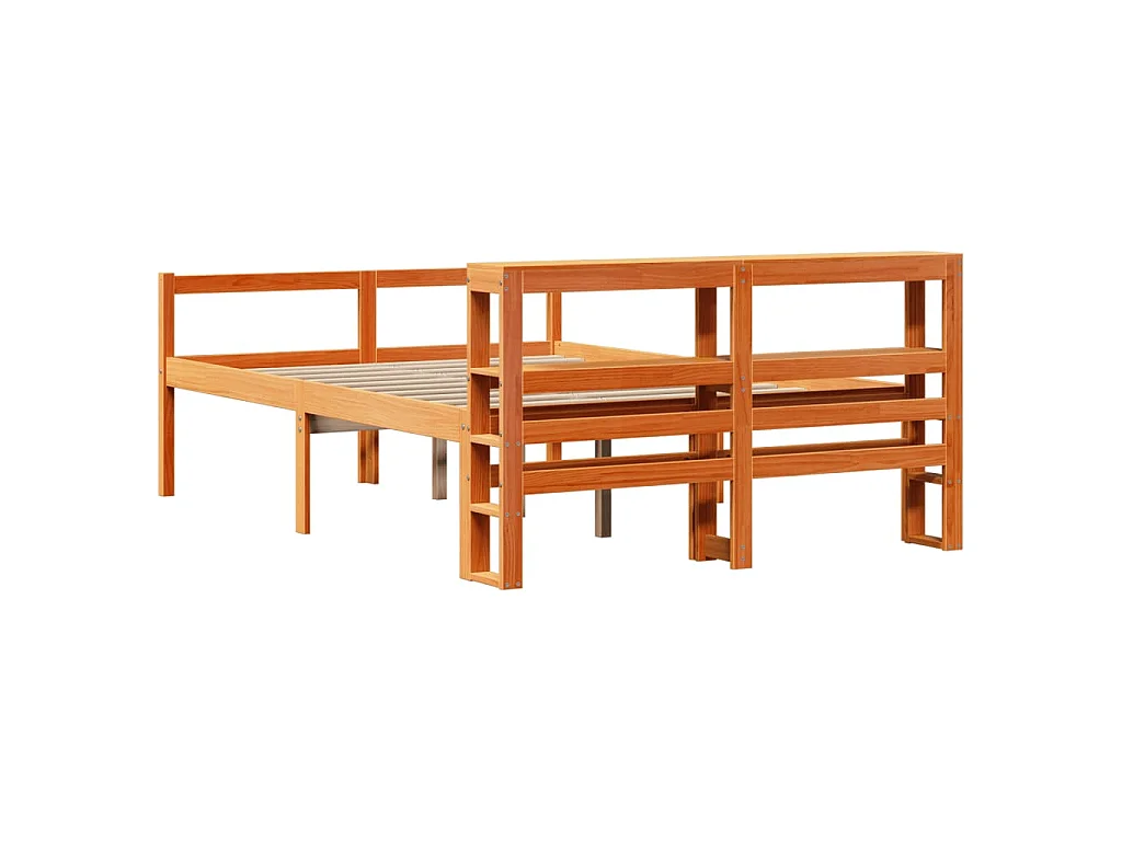 Bettgestell mit Kopfteil ohne Matratze Wachsbraun 150x200 cm