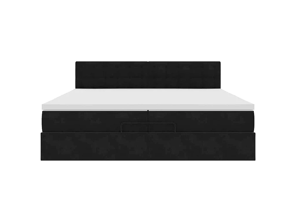 Estructura de cama otomana colchones terciopelo negro 200x200cm