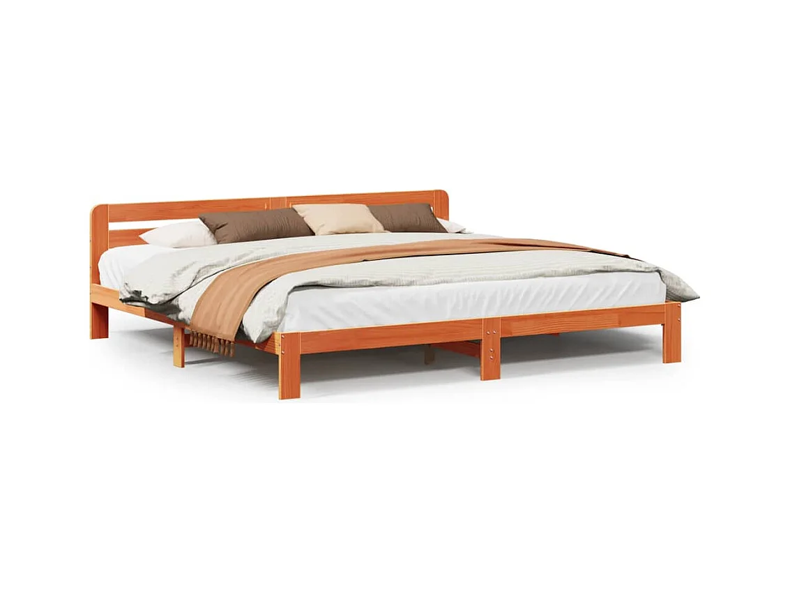 Cadre de lit sans matelas cire marron 200x200cm bois pin massif