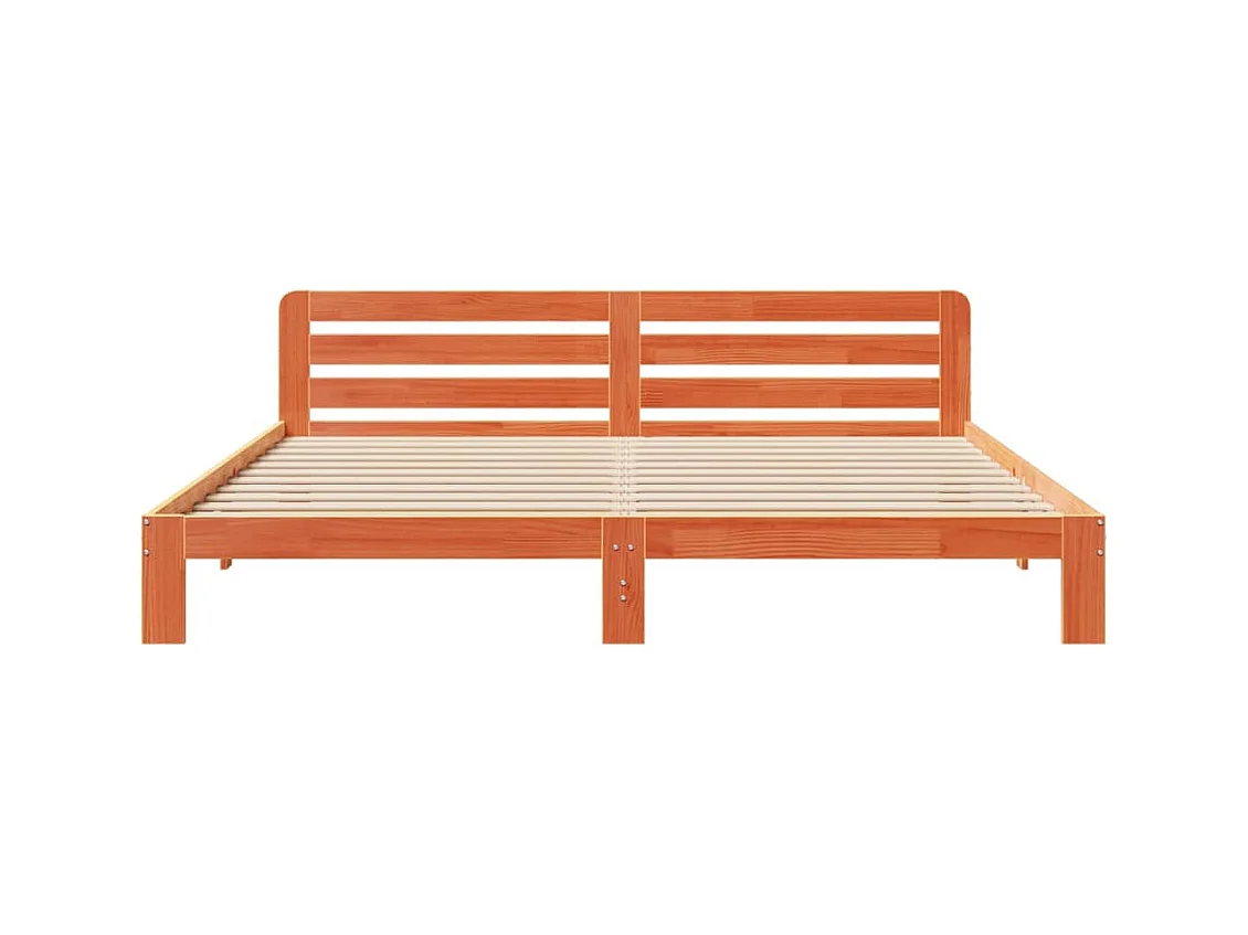 Cadre de lit sans matelas cire marron 200x200cm bois pin massif