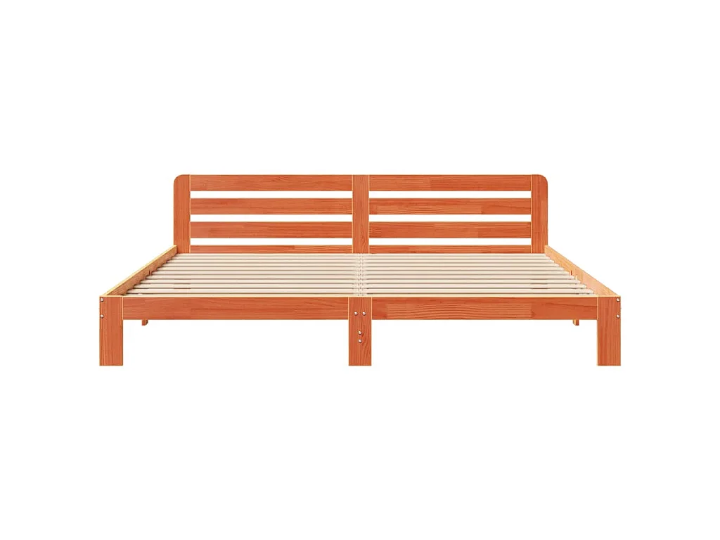 Cama sin colchón madera maciza de pino marrón cera 200x200 cm