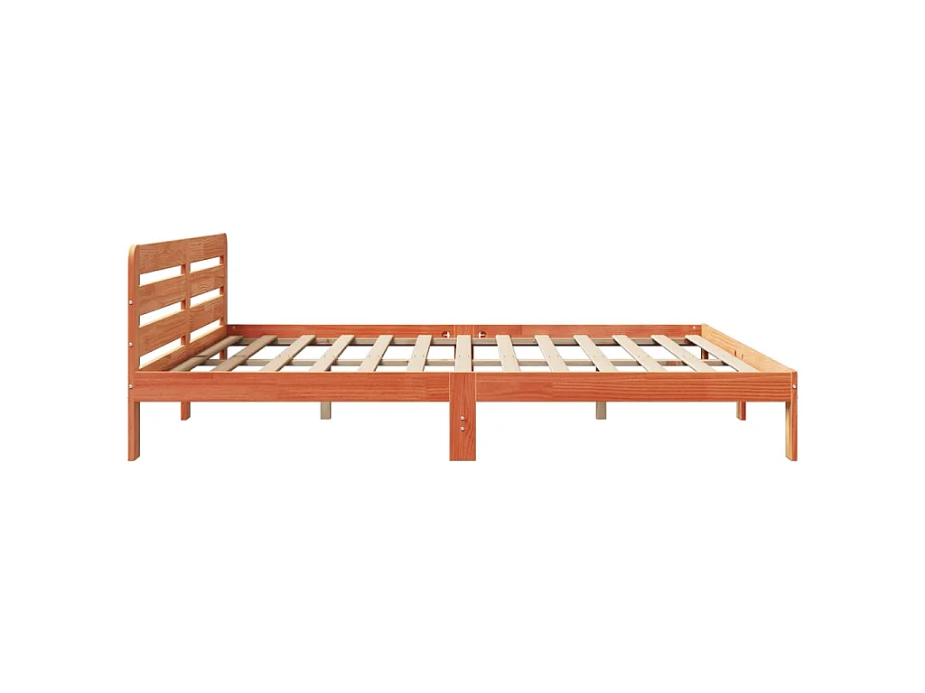 Cama sin colchón madera maciza de pino marrón cera 200x200 cm
