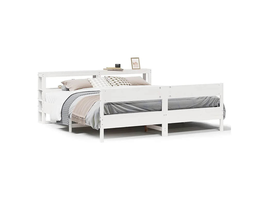 Estructura de cama sin colchón madera maciza blanca 200x200 cm