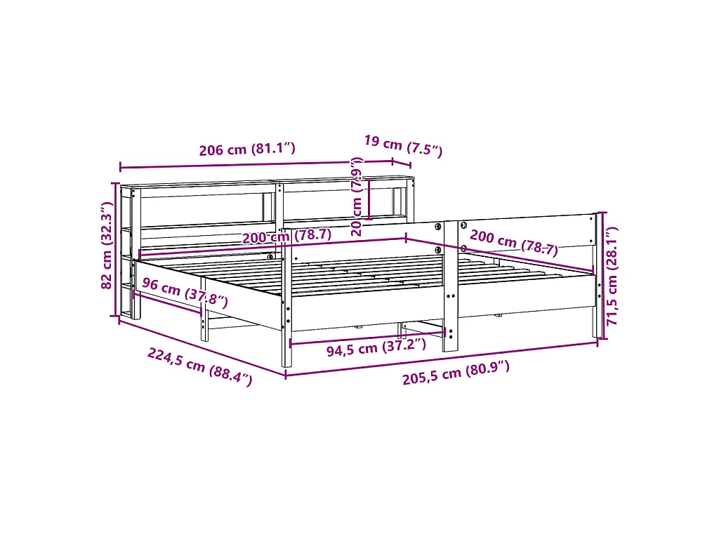 Estructura de cama sin colchón madera maciza blanca 200x200 cm