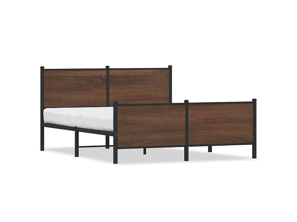 Cadre de lit en métal sans matelas chêne marron 150x200 cm