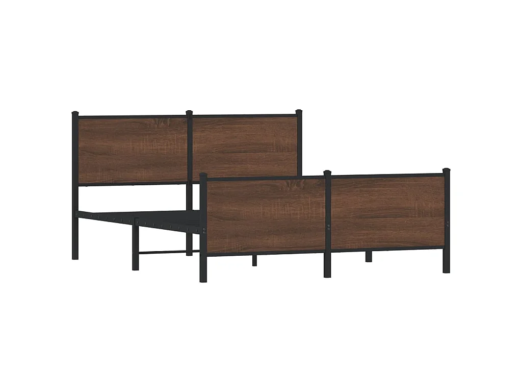 Cadre de lit en métal sans matelas chêne marron 150x200 cm
