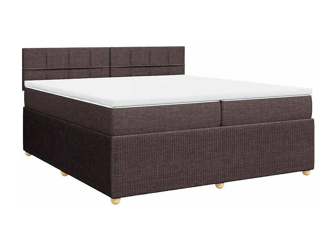 Cama box spring con colchón tela marrón oscuro 200x200 cm