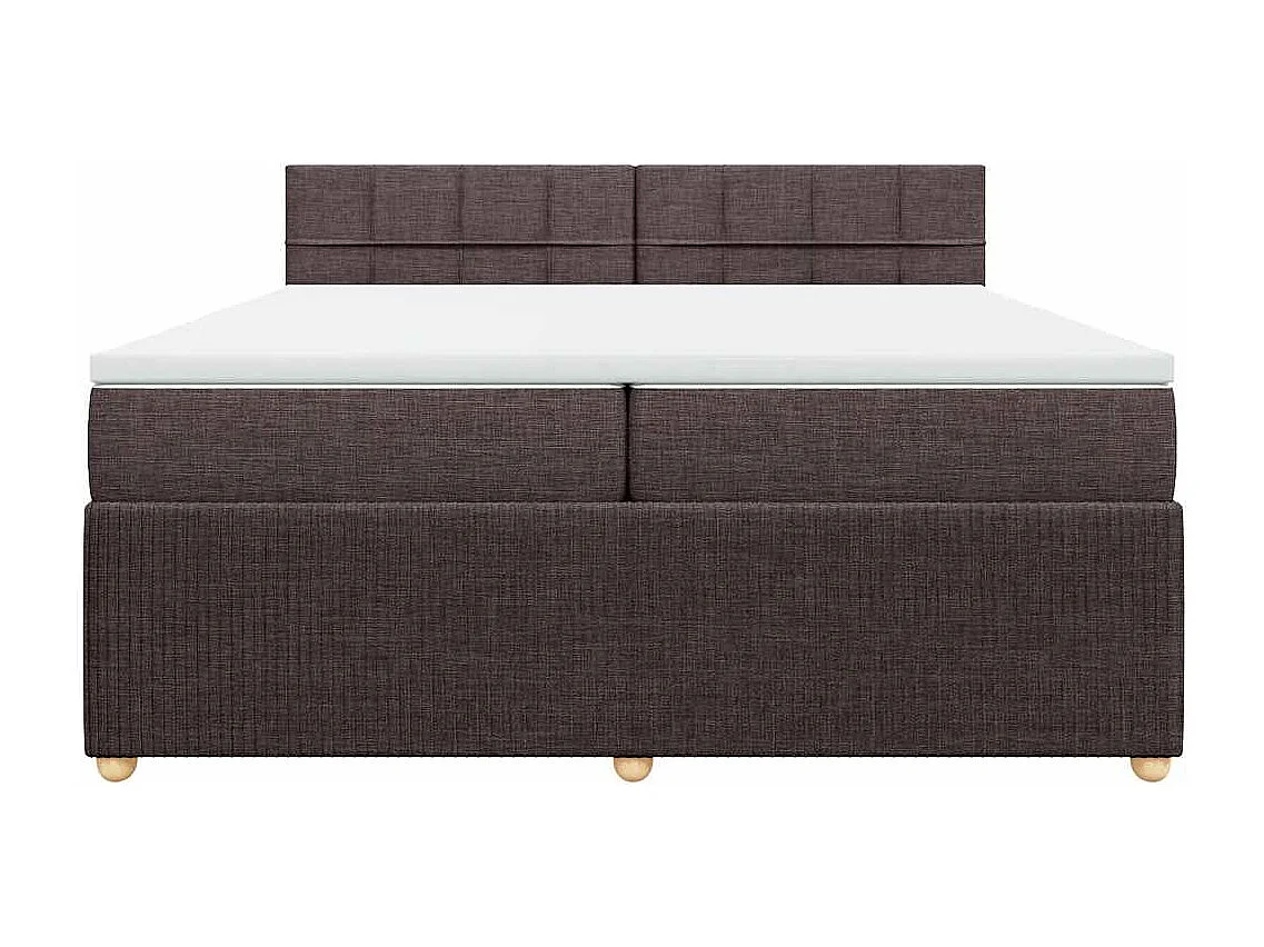 Cama box spring con colchón tela marrón oscuro 200x200 cm