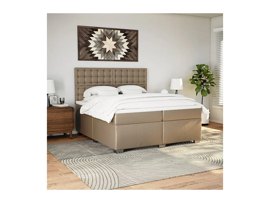 Giroletto a Molle con Materasso Cappuccino 200x200cm Similpelle