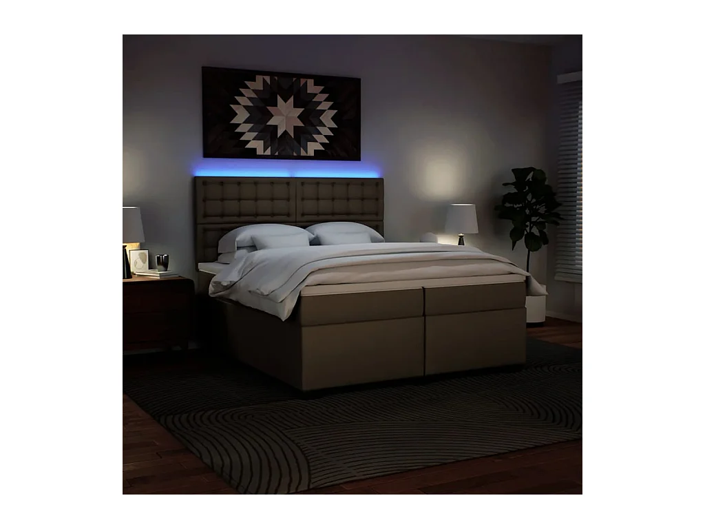 Giroletto a Molle con Materasso Cappuccino 200x200cm Similpelle