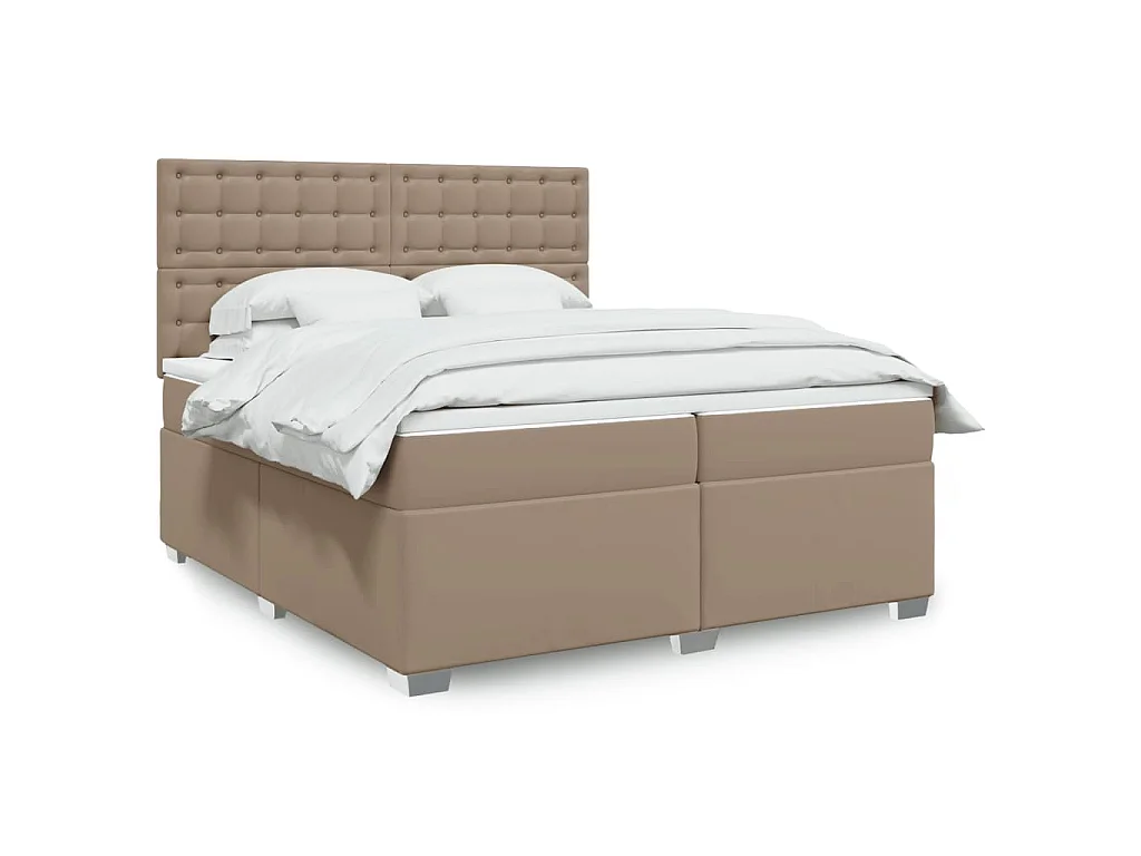 Giroletto a Molle con Materasso Cappuccino 200x200cm Similpelle