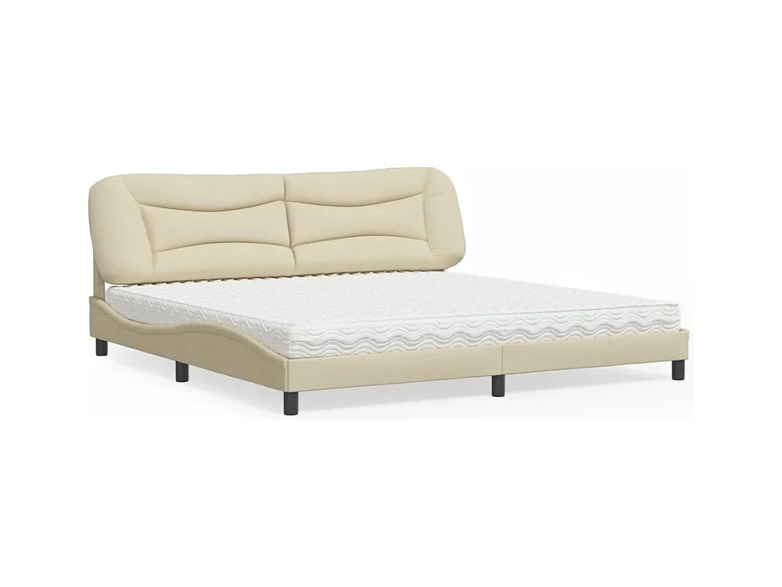 Lit avec matelas crème 200x200 cm tissu