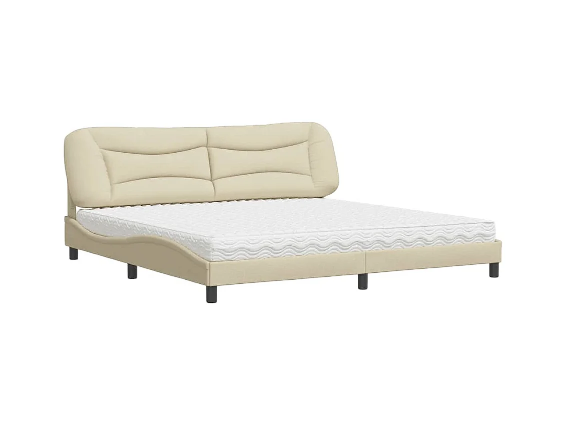 Lit avec matelas crème 200x200 cm tissu