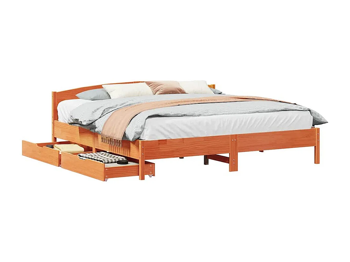 Letto senza Materasso Marrone Cera 200x200 cm in Legno di Pino
