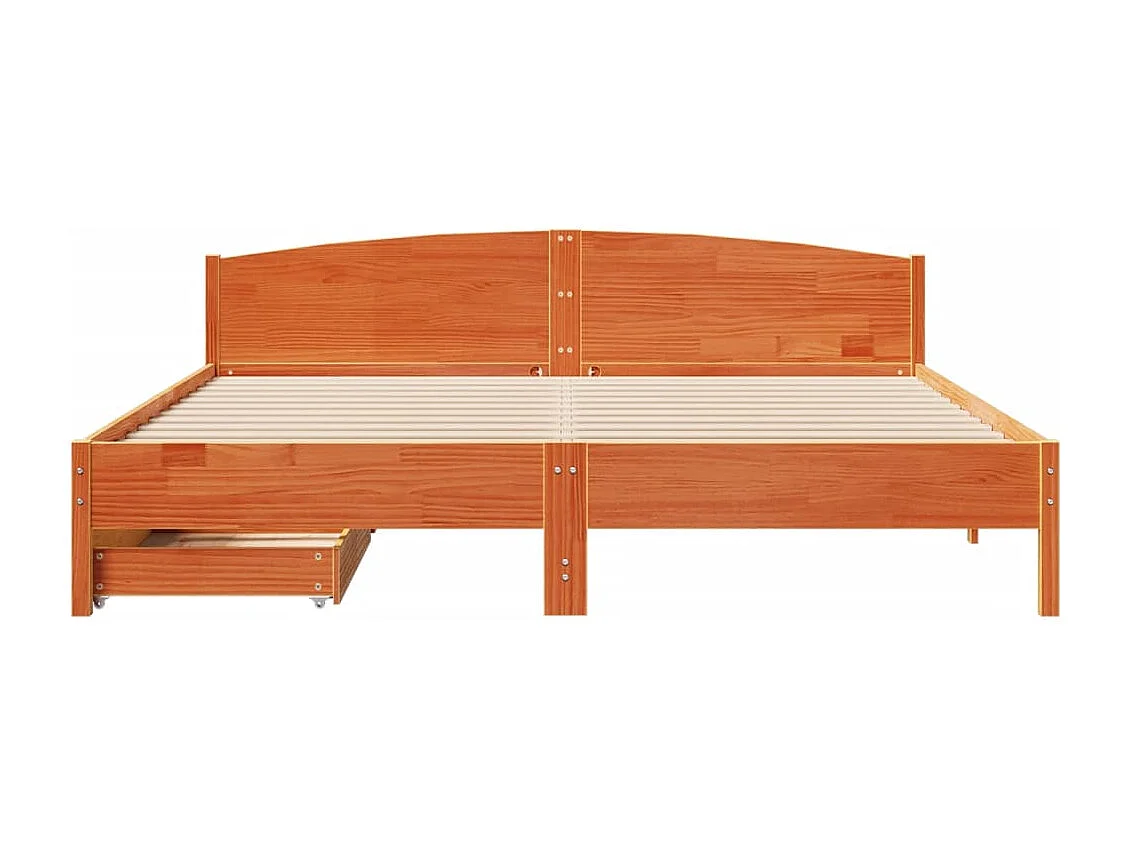 Letto senza Materasso Marrone Cera 200x200 cm in Legno di Pino