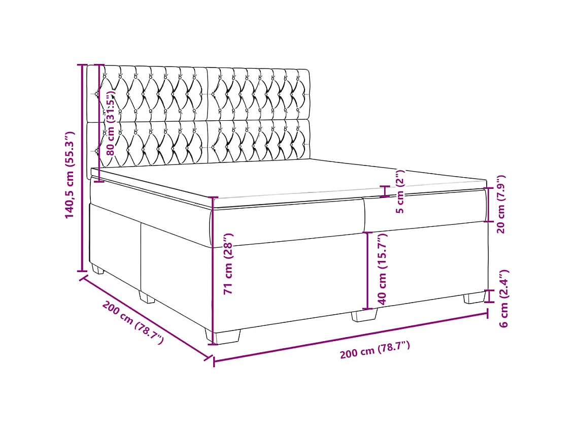 Sommier à lattes de lit avec matelas Crème 200x200 cm Tissu