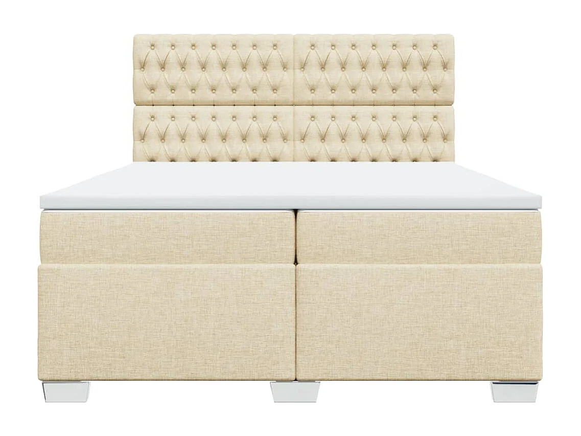 Sommier à lattes de lit avec matelas Crème 200x200 cm Tissu