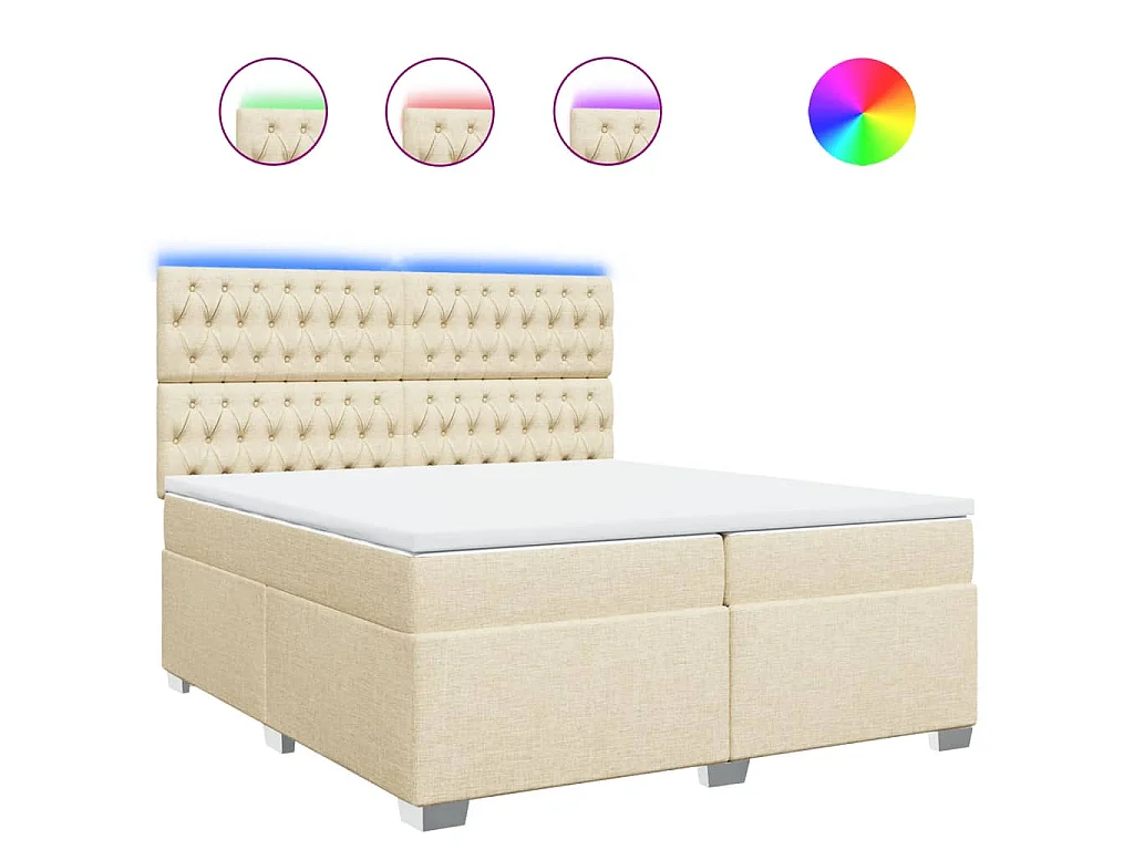 Sommier à lattes de lit avec matelas Crème 200x200 cm Tissu
