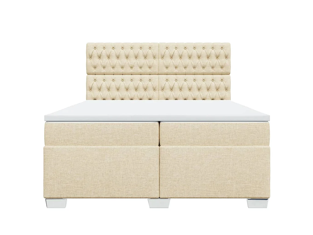 Sommier à lattes de lit avec matelas Crème 200x200 cm Tissu