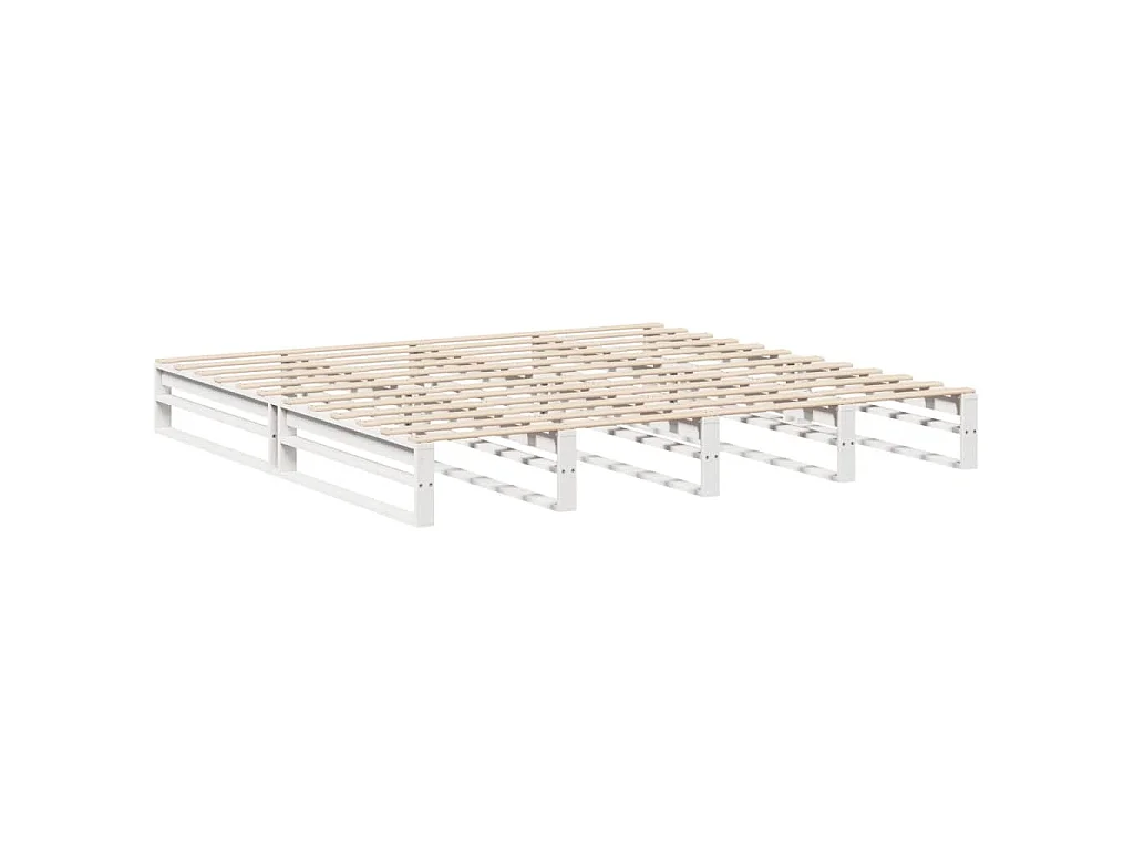 Giroletto senza Materasso Bianco 200x200 cm Legno Massello Pino