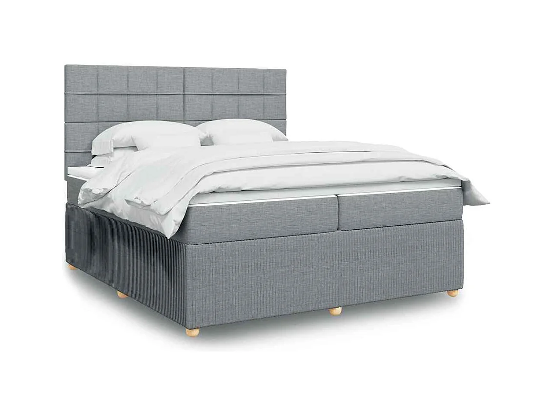 Boxspring met matras stof lichtgrijs 200x200 cm