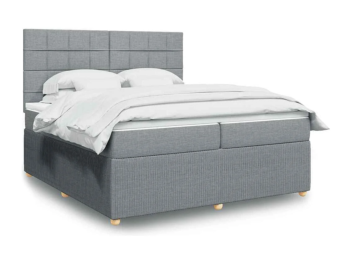 Boxspringbett mit Matratze Hellgrau 200x200 cm Stoff