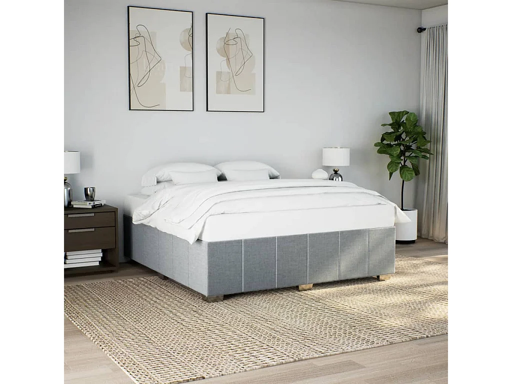 Cadre de lit sans matelas gris clair 200x200 cm tissu