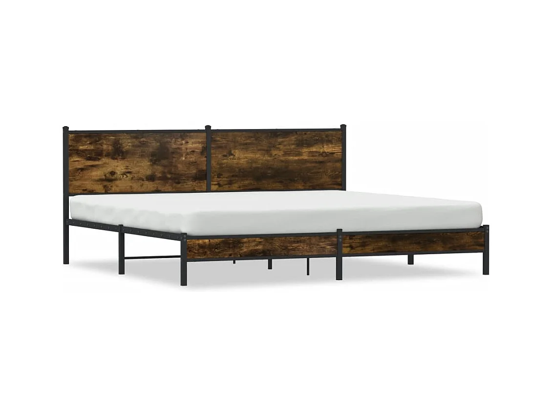 Cadre de lit en métal sans matelas chêne fumé 200x200 cm