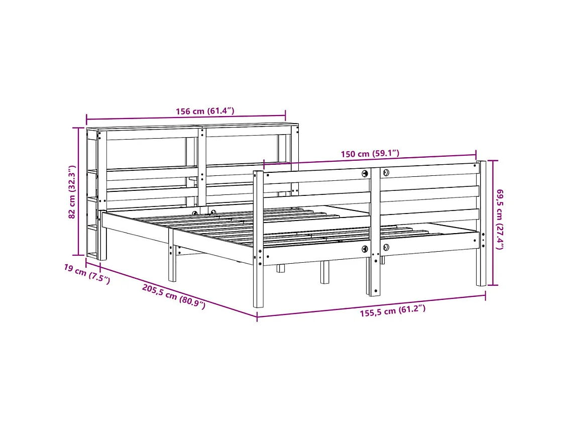 Bedframe zonder matras massief grenenhout wasbruin 150x200 cm