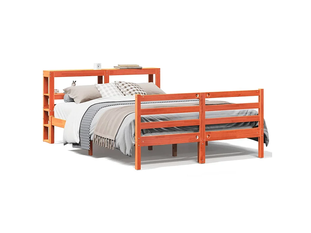 Bedframe zonder matras massief grenenhout wasbruin 150x200 cm
