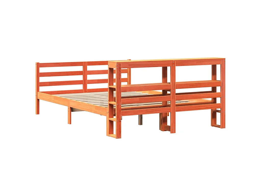 Bedframe zonder matras massief grenenhout wasbruin 150x200 cm